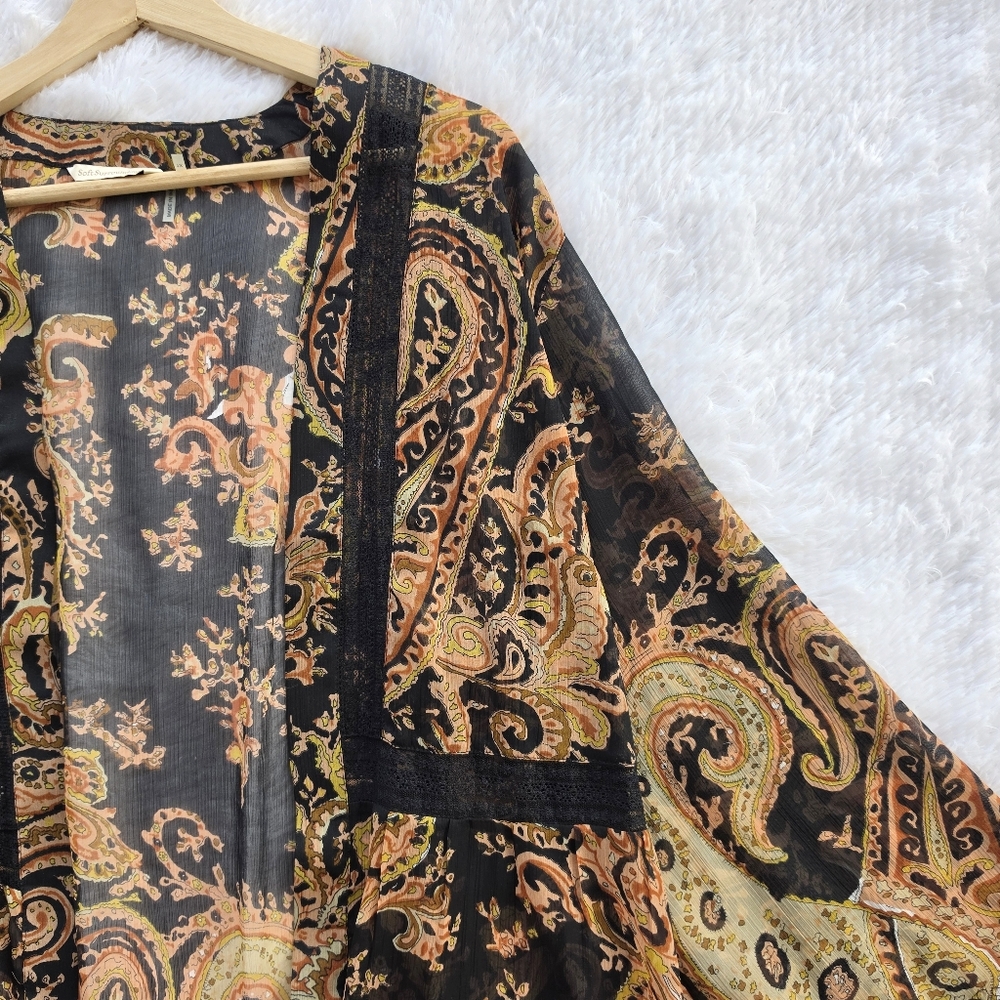 Soft Surroundings Plus Size Sheer Paisley‎ Lace Kimono - Picture 2 of 9